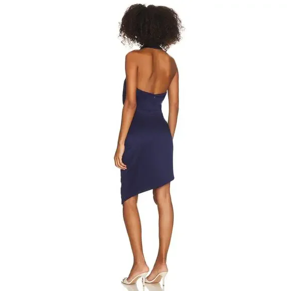 Elliatt Camo Asymmetric Satin Cocktail Mini Dress - L
